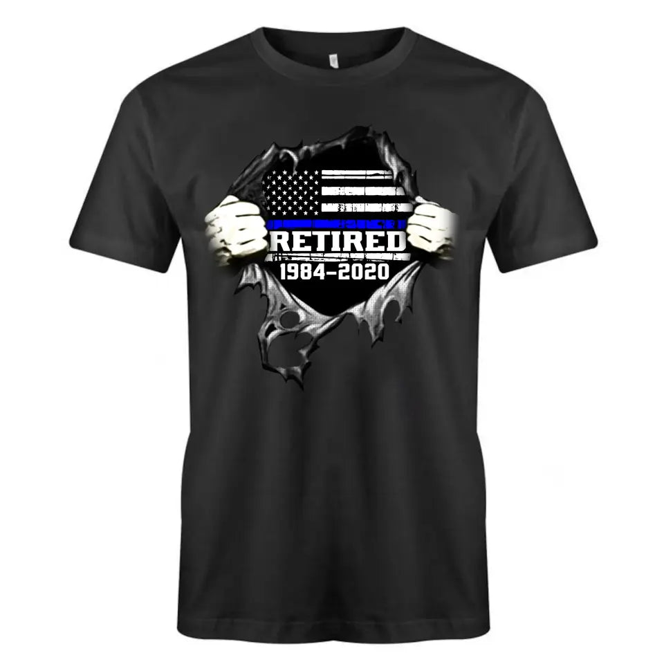 Personalized Retired US Police Blueline T-shirt Print LAHLVA2486