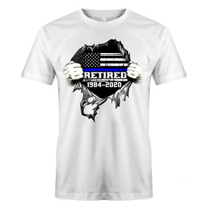 Personalized Retired US Police Blueline T-shirt Print LAHLVA2486