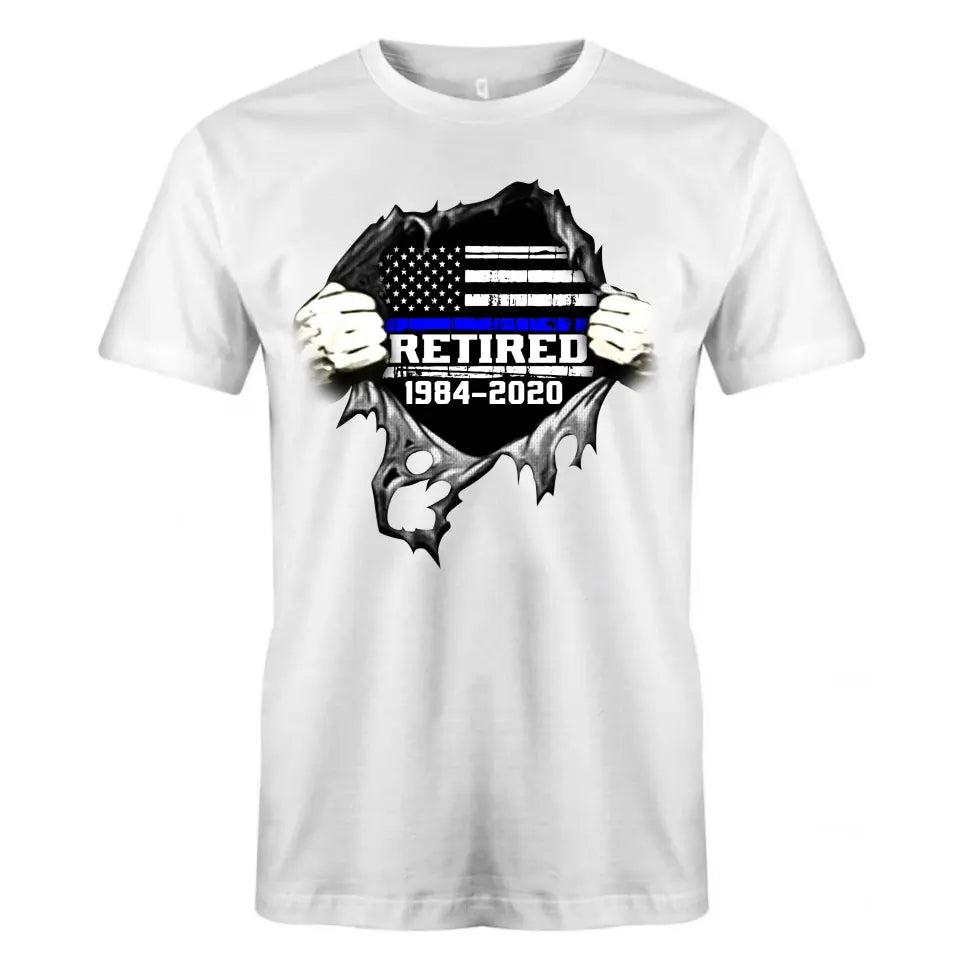 Personalized Retired US Police Blueline T-shirt Print LAHLVA2486
