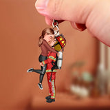 Personalized Couple Firefighter Best Gift For Her For Him Valentine's Day Acrylic Keychain Printed KVH24111