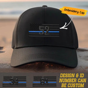 Personalized US Police Blueline Embroided Black Cap Printed VQ24115