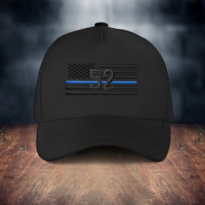 Personalized US Police Blueline Embroided Black Cap Printed VQ24115