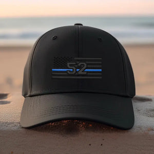 Personalized US Police Blueline Embroided Black Cap Printed VQ24115