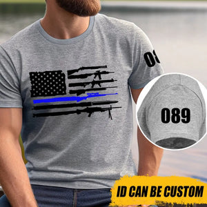 Personalized US Police Blueline T-shirt Print LVA24121
