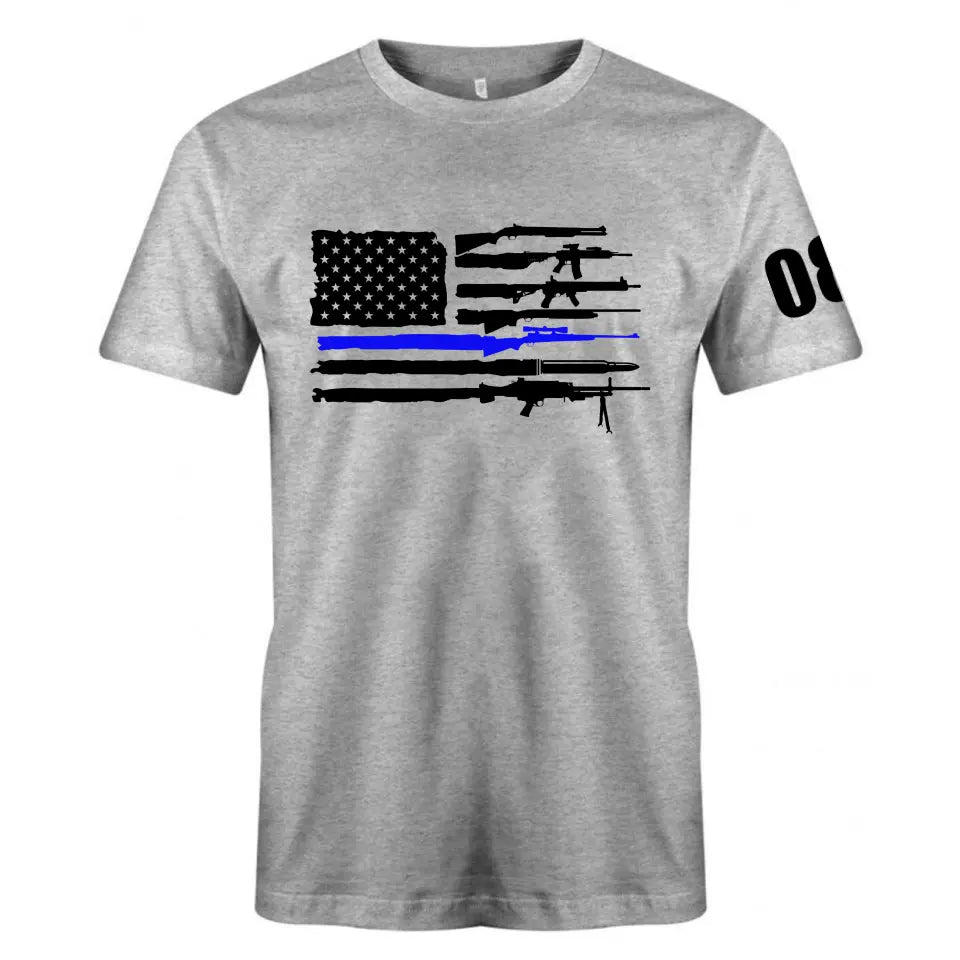 Personalized US Police Blueline T-shirt Print LVA24121