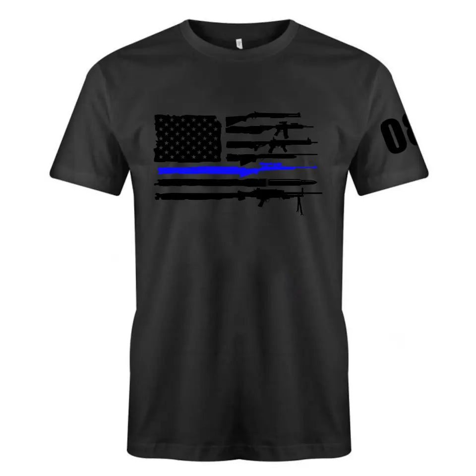 Personalized US Police Blueline T-shirt Print LVA24121
