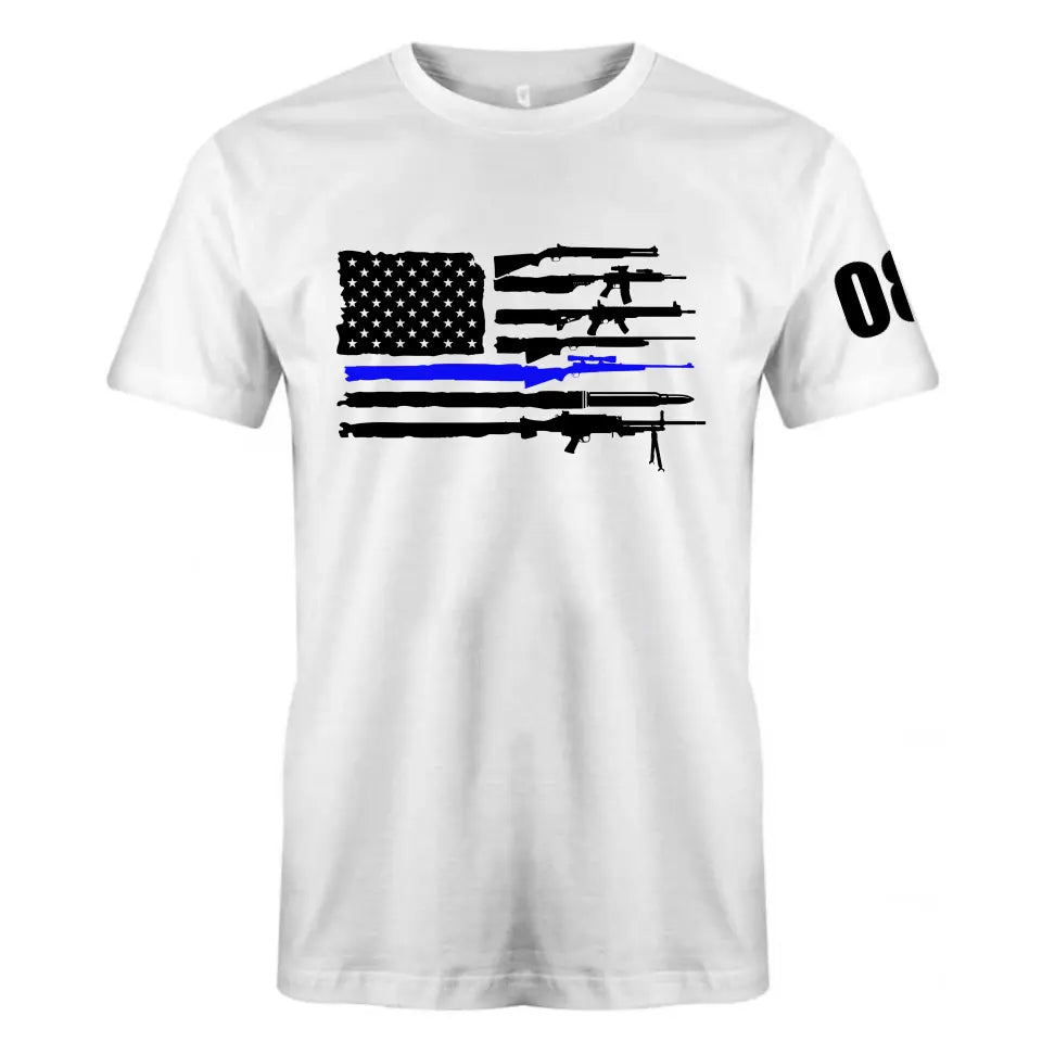Personalized US Police Blueline T-shirt Print LVA24121