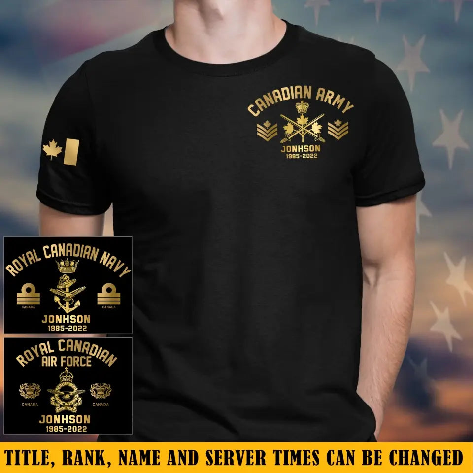 Personalized Canadian Army Rank Camo Custom Name & Served Time T-shirt LAHKVH24129