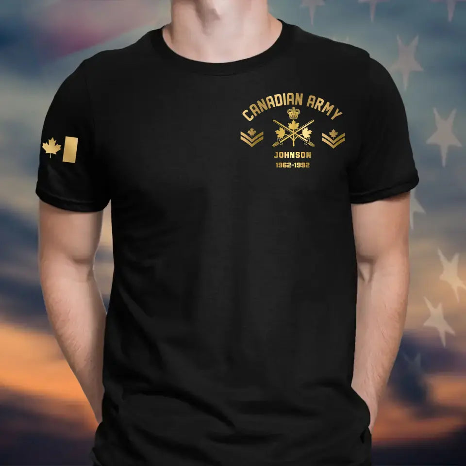 Personalized Canadian Army Rank Camo Custom Name & Served Time T-shirt LAHKVH24129