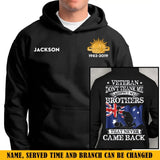 Personalized Veteran Don't Thank Me Respect My Brothers That Never Came Back Australian Veteran Hoodie 2D Printed QTKVH24133