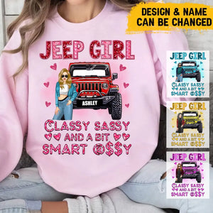 Personalized Jeep Girl Classy Sassy And A Bit Smart Assy Valentine Day's Gift Sweatshirt 2D Printed LVA24147