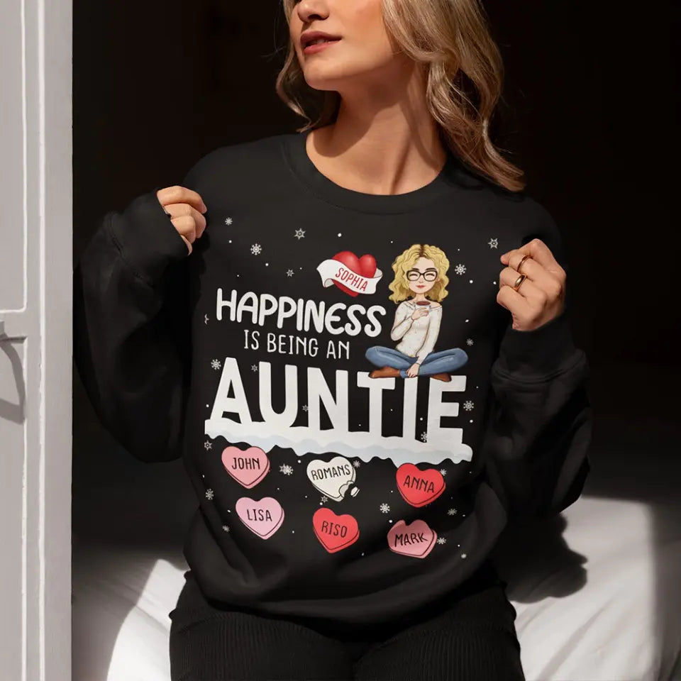 Personalized Happiness Is Being An Auntie Valentine's Day Gift Sweatshirt Printed HN24151