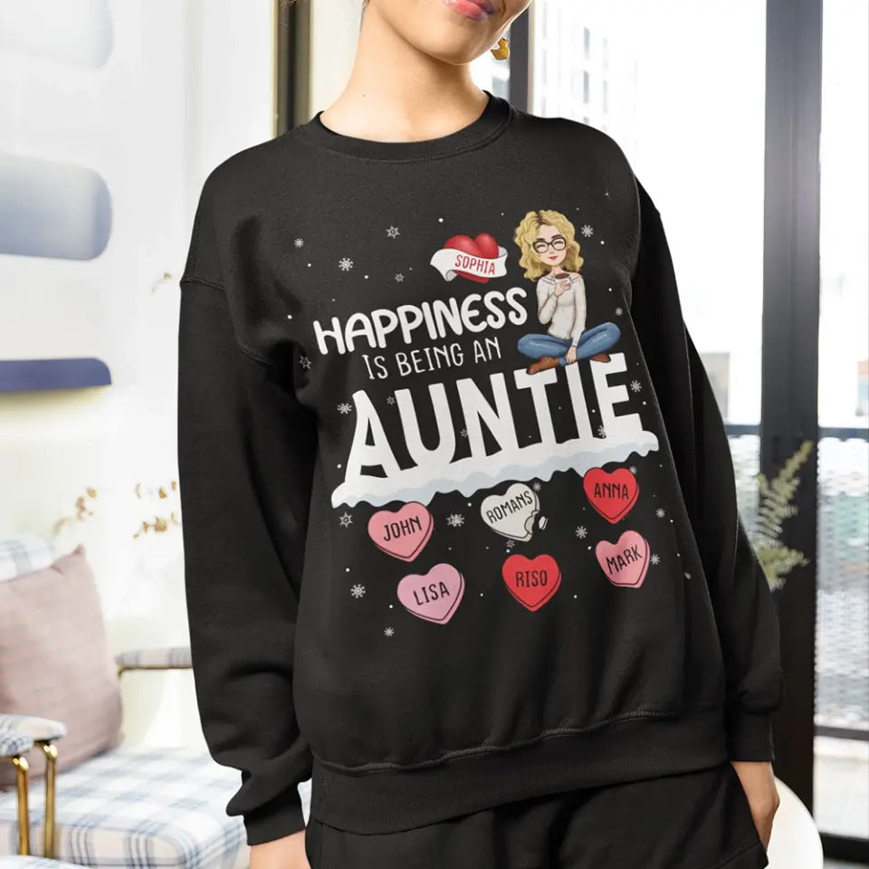 Personalized Happiness Is Being An Auntie Valentine's Day Gift Sweatshirt Printed HN24151