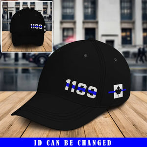 Personalized Canadian Police Thin Blue Line Black Cap Printed KVH24154