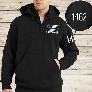 Personalize Retired US Law Enforcement Custom ID 1/4 Zip Hoodie Print QTLVA24158