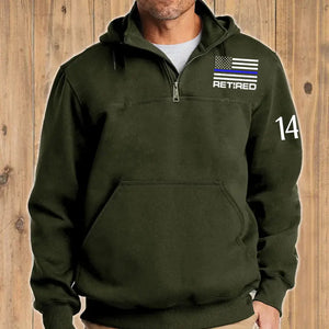 Personalize Retired US Law Enforcement Custom ID 1/4 Zip Hoodie Print QTLVA24158