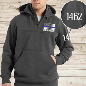 Personalize Retired US Law Enforcement Custom ID 1/4 Zip Hoodie Print QTLVA24158