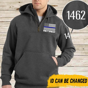 Personalize Retired US Law Enforcement Custom ID 1/4 Zip Hoodie Print QTLVA24158
