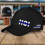 Personalized US Police Thin Blue Line Black Cap Printed KVH24154