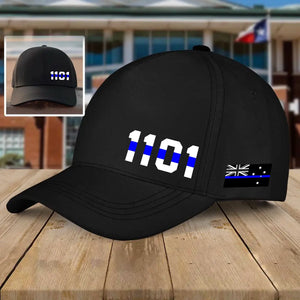 Personalized Australian Police Thin Blue Line Black Cap Printed KVH24154