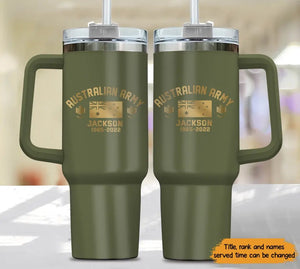 Personalized Australian Veteran Rank Camo 40oz Matte Tumbler With Handle Printed KVH24157