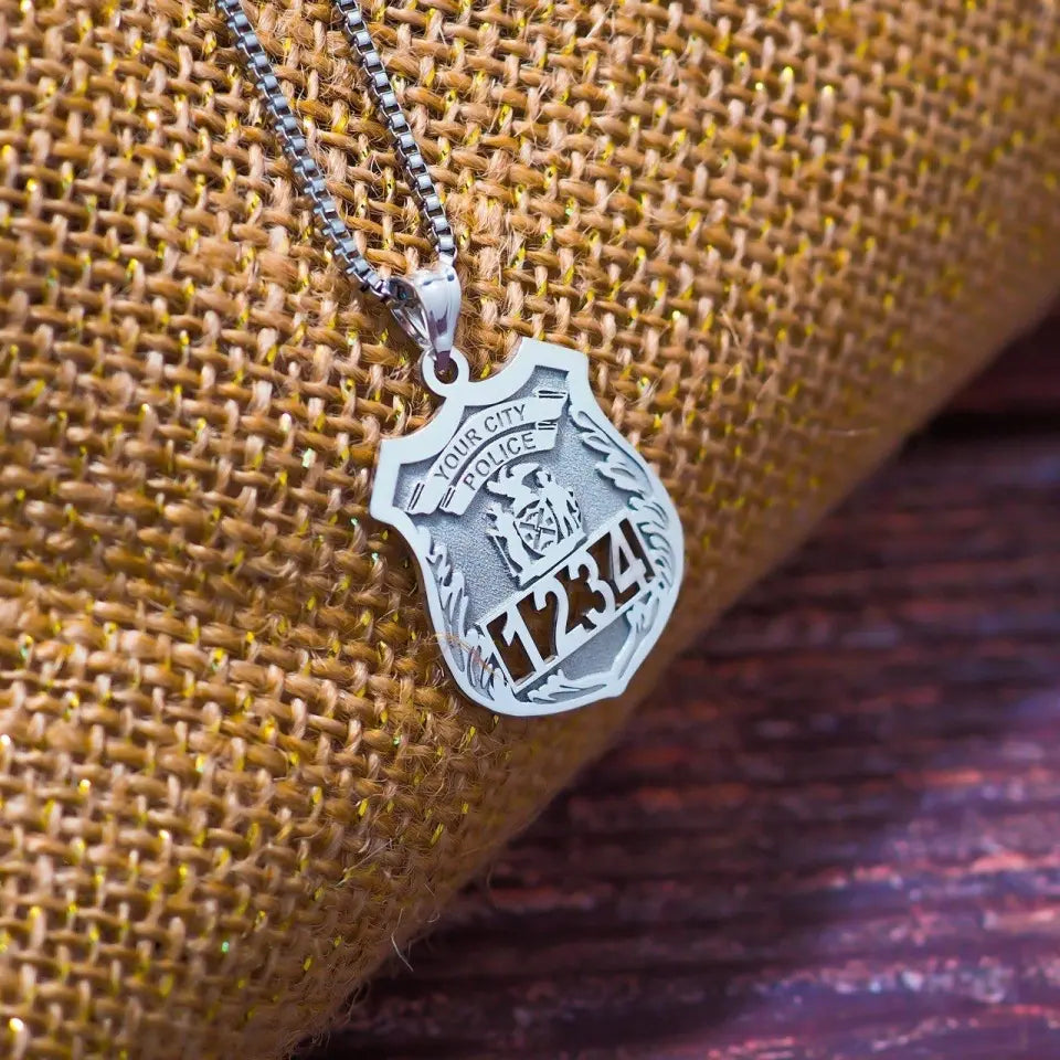 Personalized Police Officer Gifts Police Gift Police Badge Necklace Police Badge Necklace with Any Number & Dept