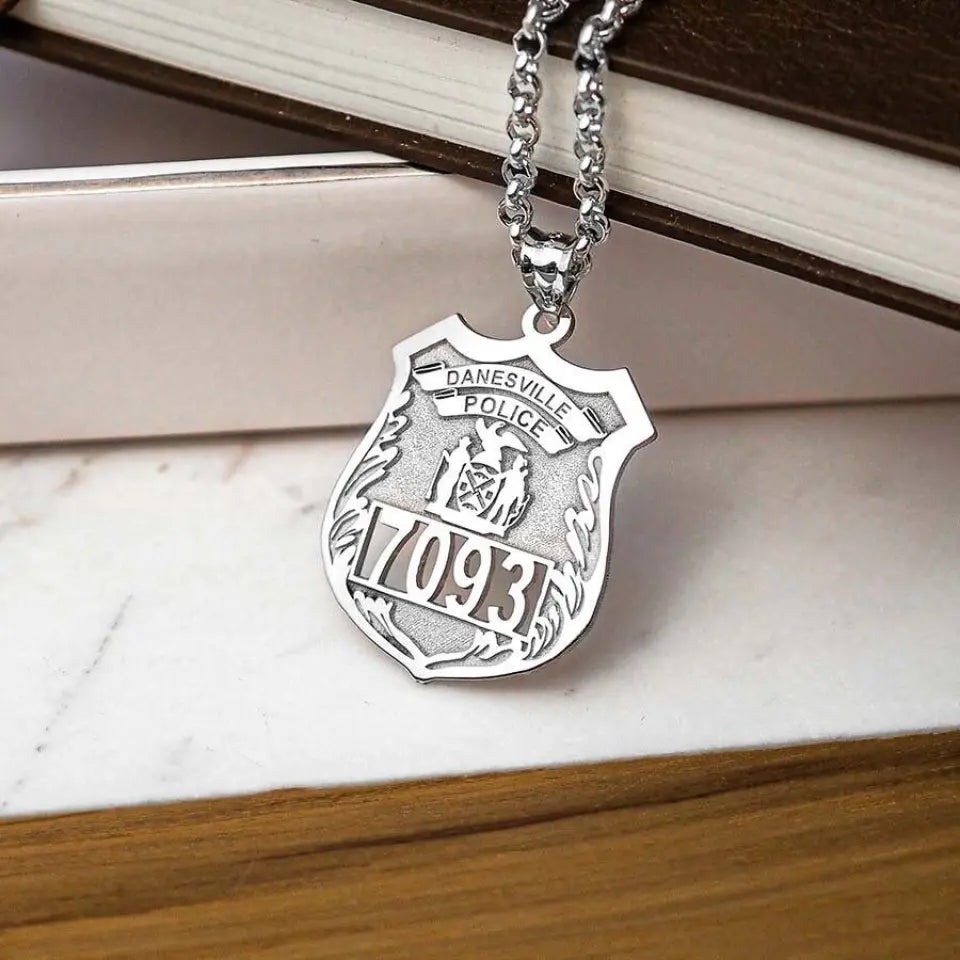 Personalized Police Officer Gifts Police Gift Police Badge Necklace Police Badge Necklace with Any Number & Dept