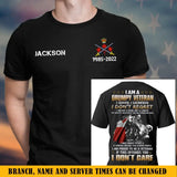 Personalized I Am A Grumpy Veteran I Served I Sacrificed I Don't Recret I Don't Care Canadian Veteran Custom Name T-shirt Printed QTKH24170