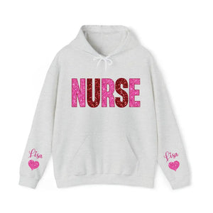 Personalized Nurse Heart Kid Names Gift For Nurse Medical Gift Valentine's Day Gift Sweatshirt or Hoodie 2D Printed QTHN24176