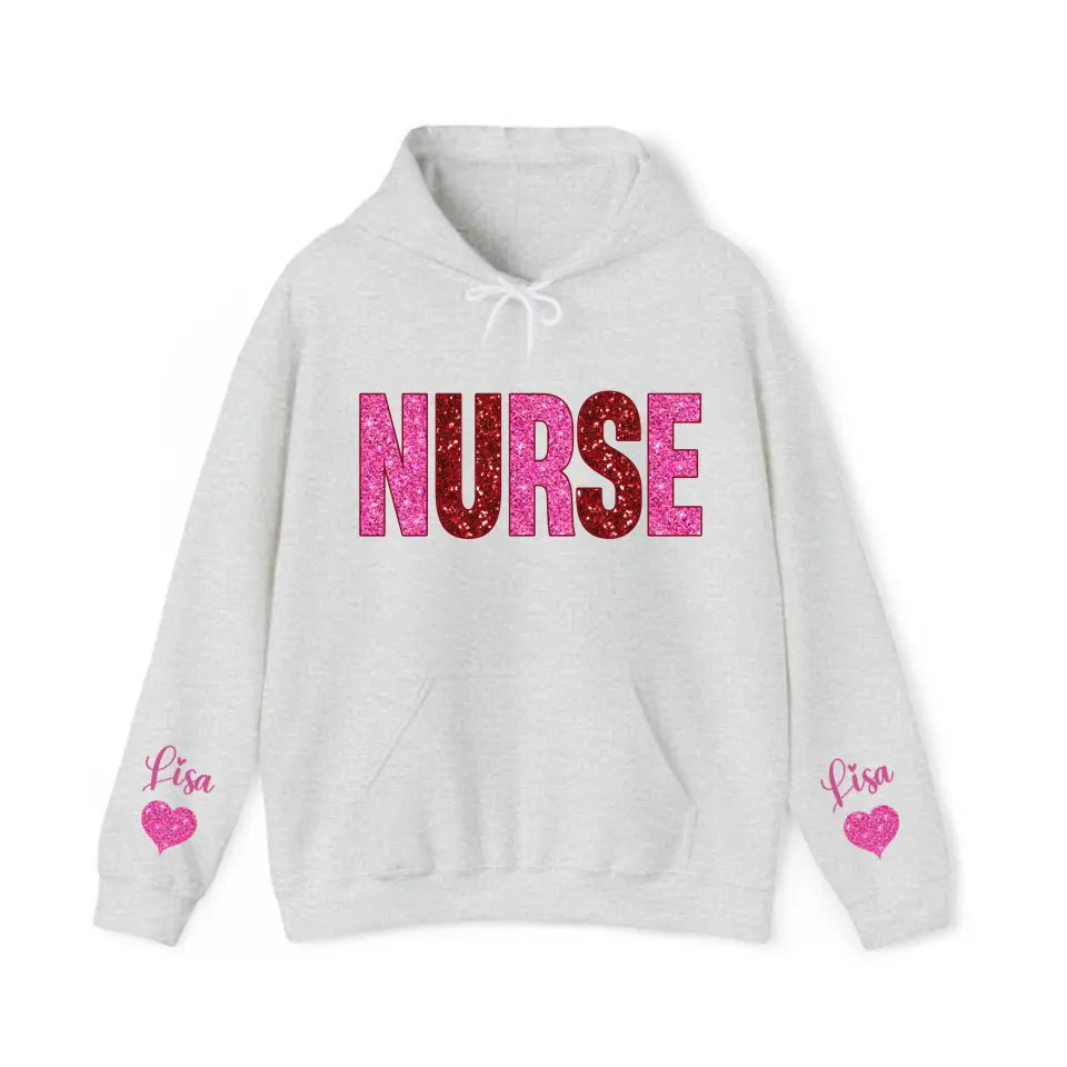 Personalized Nurse Heart Kid Names Gift For Nurse Medical Gift Valentine's Day Gift Sweatshirt or Hoodie 2D Printed QTHN24176