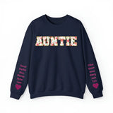 Personalized Auntie Heart & Kid Names Valentine's Day Gift Sweatshirt Printed QTKH24174