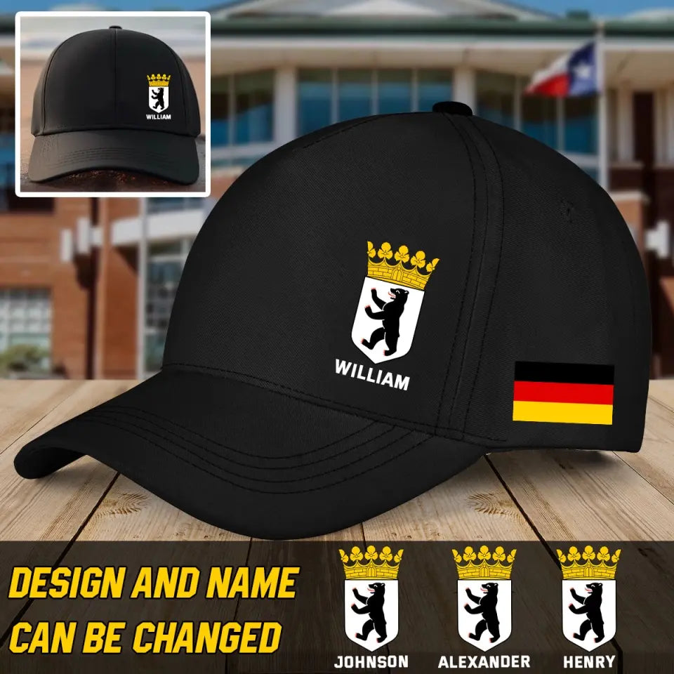 Personalized German Berlin Logo Custom Name Black Cap QTVQ24184