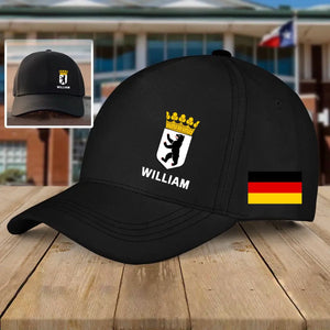 Personalized German Berlin Logo Custom Name Black Cap QTVQ24184