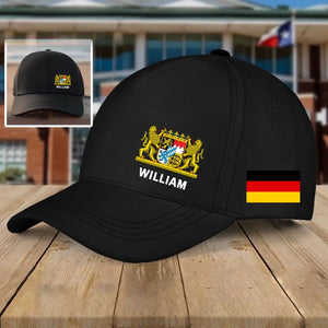 Personalized German Bavaria Logo Custom Name Black Cap QTVQ24184