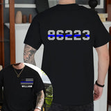 Personalized US Police Thin Blueline Custom ID & Name T-shirt Printed HN24193