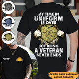 Personalized My Time In Unirorm Is over But Being A Veteran Never Ends Australian Veteran T-shirt Printed AHHN24187