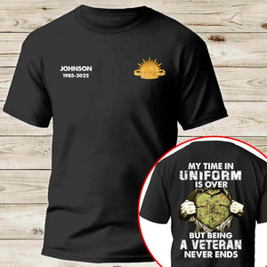 Personalized My Time In Unirorm Is over But Being A Veteran Never Ends Australian Veteran T-shirt Printed AHHN24187