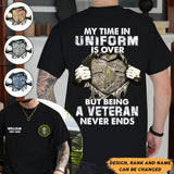 Personalized My Time In Unirorm Is over But Being A Veteran Never Ends US Veteran T-shirt Printed AHHN24187