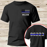 Personalized US Police Thin Blueline Custom ID & Name T-shirt Printed HN24193