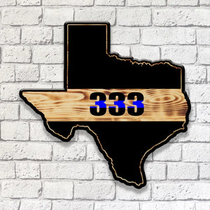 Personalized US States Thin Blue Line Wooden Sign QTHN24196