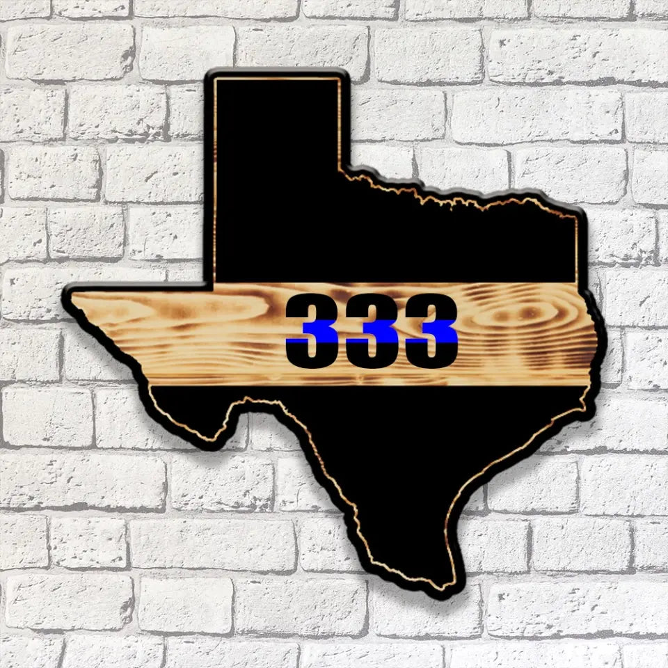 Personalized US States Thin Blue Line Wooden Sign QTHN24196