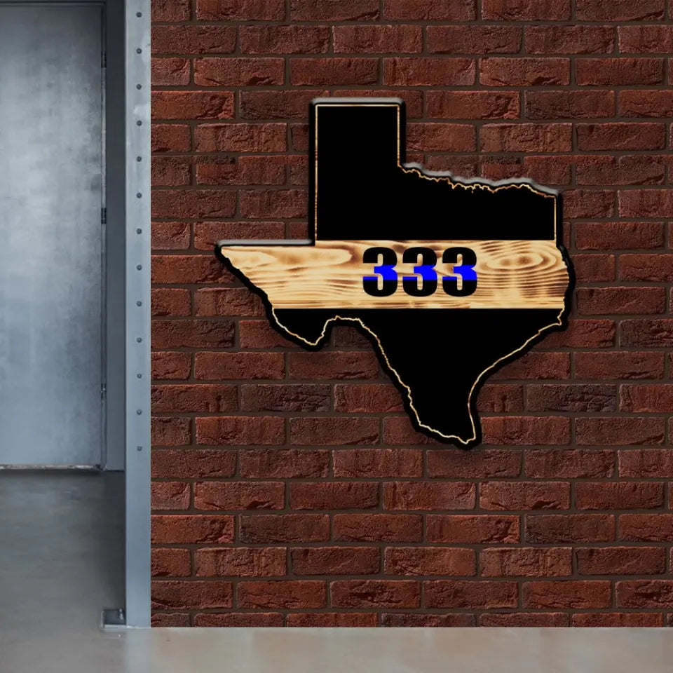 Personalized US States Thin Blue Line Wooden Sign QTHN24196