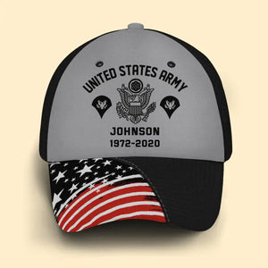 Personalized US Army Rank Camo Custom Name & Time Cap 3D Printed VQ24204