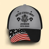 Personalized US Army Rank Camo Custom Name & Time Cap 3D Printed VQ24204