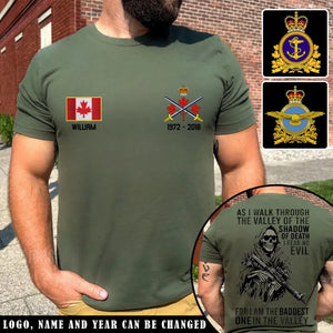 Personalized As I Walk Through The Valley Of The Shadow Of Death I Fear No Evil For I Am The Baddest One In The Valley Canadian Veteran T-shirt Printed VQ24212