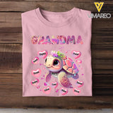 Personalized Grandma Turtle Hearts & Kid Names T-shirt Printed HN24210