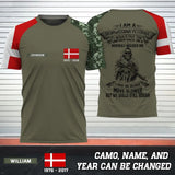 Personalized I Am A Danish Veteran I Would Put The Uniform Back On If Denmark Needed Me I May Be Older Move Slower But My Skills Still Remain T-shirt Printed VQ24214