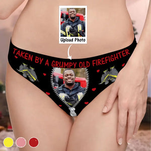 Personalized Upload Your Firefighter Photo Taken By A Grumpy Old Firefighter Valentine's Day Gift Women's Low Waist Underwear Printed HN24207
