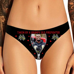 Personalized Upload Your Firefighter Photo Taken By A Grumpy Old Firefighter Valentine's Day Gift Women's Low Waist Underwear Printed HN24207
