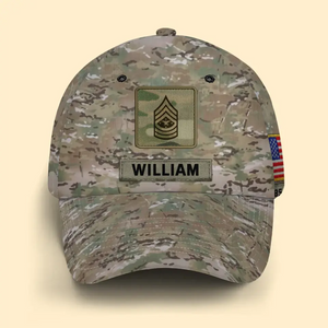 Personalized US Veteran Rank Camo Cap 3D Printed KVH24181